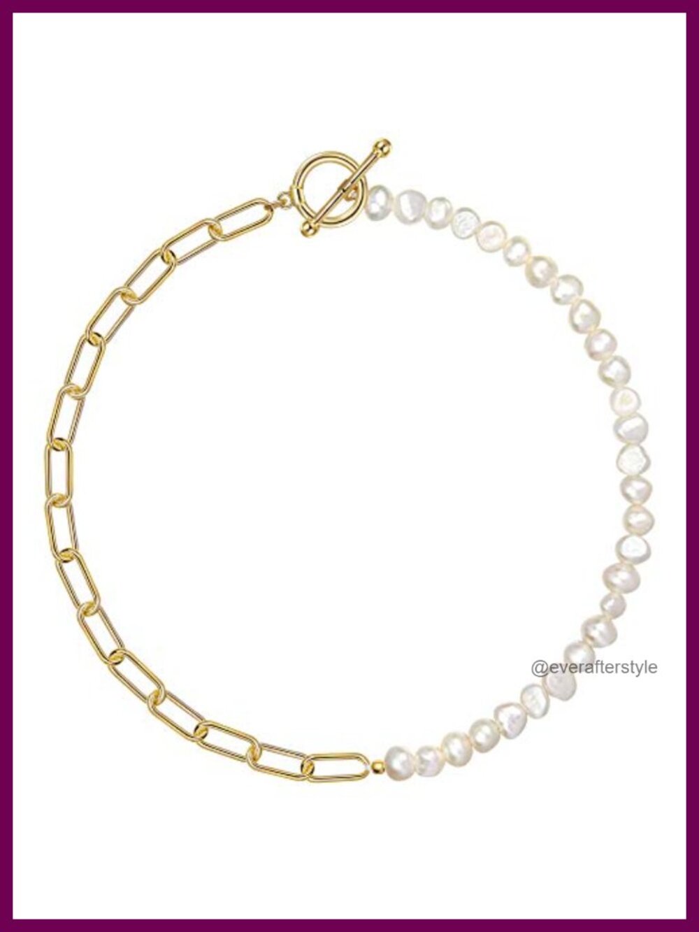 Freshwater Cultured Pearl Paperclip Chain Necklace 18K Gold Plated